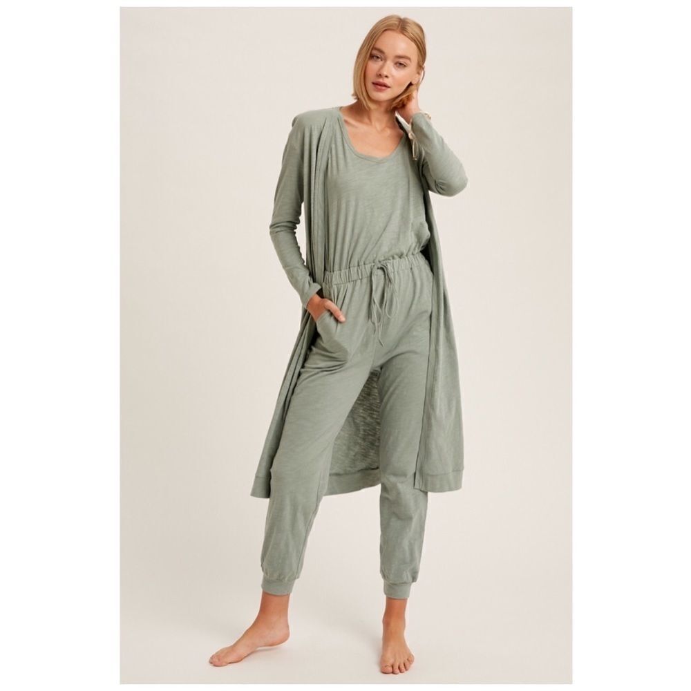 𝅺textured cotton jumpsuit & long cardigan knit sets - Picture 6 of 16